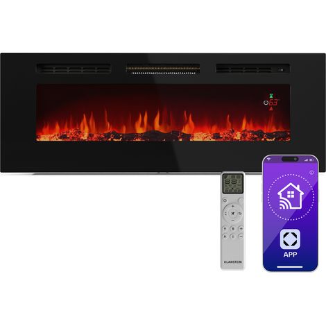 Klarstein Chimenea eléctrica inteligente Galeras  2 ajustes de calor  16 - 30° Ilusión de llama LED  Capaz de IOT