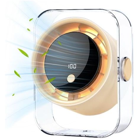 USB Rechargeable Small Desk Fan, 100 Speeds Silent Air Cooler, 15cm Portable Fan with Digital Display, Compact Table Fans, Personal Cooling Device with Adjustable Flow, Home Accessory for Bedroom (1/5)