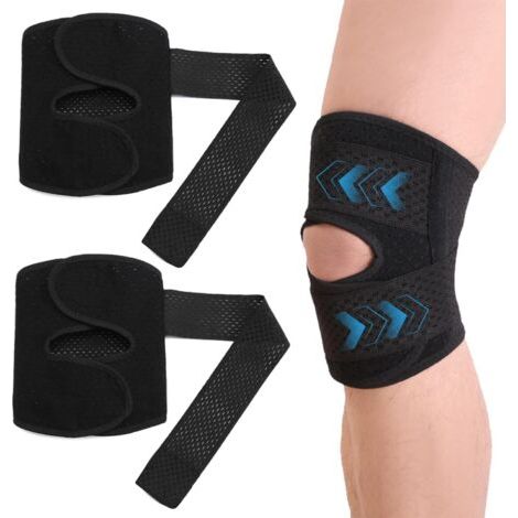 Genouillère Sport, 2PCS Réglable Genouillère Rotulienne et Ligamentaire, G-enouillère avec Stabilisateurs Latéraux, Ge-nouillère de Compression Sports, Genouillèr-e Travail, pour Cyclisme, Fitness (1/5)