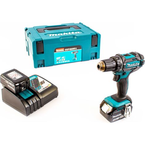 Trapano avvitatore a batteria Makita 18V DDF482RFJ 2x batterie 3,0 Ah + caricabatterie in formato MAKPAC 2
