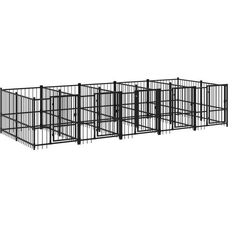 Gabbia per cuccia recinto per animali da esterno per cani in acciaio 9,38 m² nero 020041889