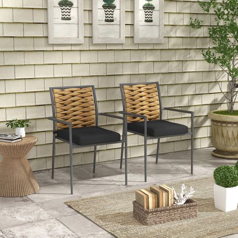 Silla jardín apilable con cojín negra exterior OKMYHOME (1/3)
