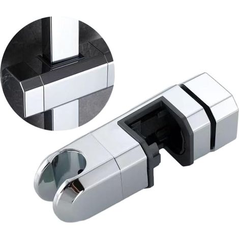 Supporto doccia regolabile, senza foratura, universale scorrevole, universale 30 x 15 mm e 18 mm, regolabile in altezza (argento) (1/4)