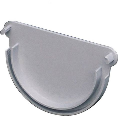 First Plast – Raccord pour gouttière demi-ronde 16 sortie gris – Pour chantiers humides – Matériau PVC durable – Installation facile