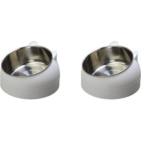 Katzentoilette aus Edelstahl – 2er-Pack – 15° neigbar – 400 ml – Herausnehmbare Schale – 16,5 x 16,5 x 10 cm – Weiß (1/5)