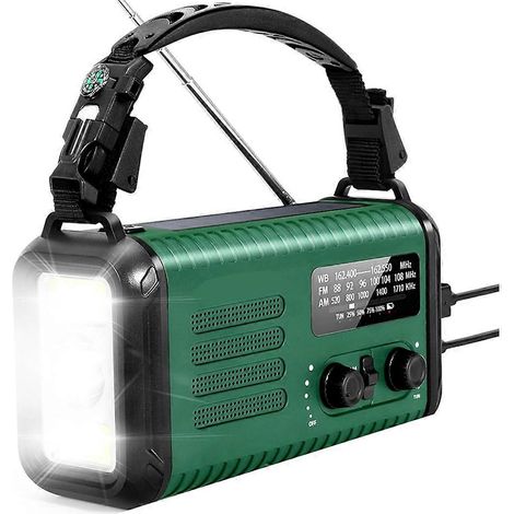 20.000 mAh Solar-Notfallradio mit Handkurbel, NOAA/AM/FM (1/5)
