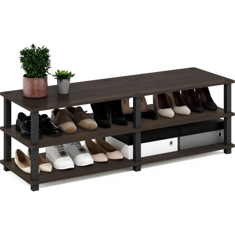 Porte-Chaussures, Bois, Brun, Taille Unique, Marron Foncé/Noir, One Size (1/5)
