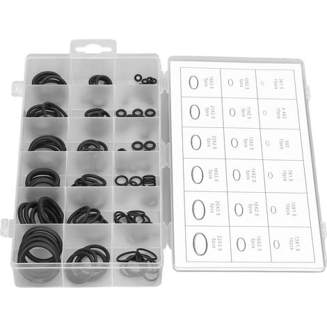 Assortiment de 125 joints toriques multifonctionnels en caoutchouc résistant à l'usure, kit de rondelles d'étanchéité (1/5)