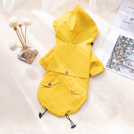 Imperméable pour chien de haute couture Pluie/Imperméable Cordon de serrage réglable Capuche amovible Vêtements pour petits et moyens chiens (1/5)