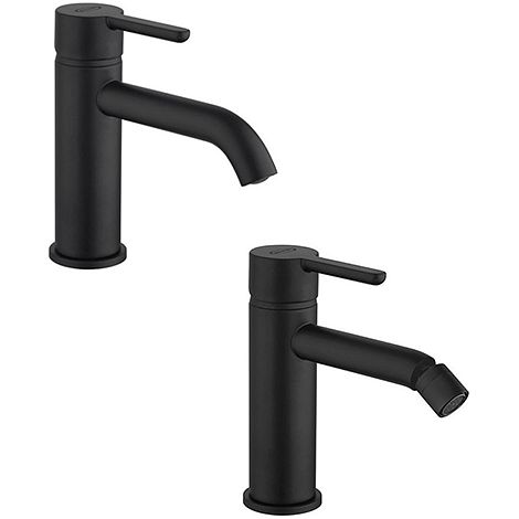 Set Rubinetti Jacuzzi per lavabo e bidet senza scarico serie Sunset YO nero opaco (1/5)