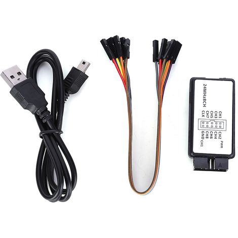 LA1002 Tragbarer 8-Kanal 24MHz USB-Logikanalysator mit Kabeln (1/5)