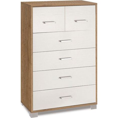 Mobile 4 + 2 Cassetti 70L x 41P x h112 – Finitura Legno Noce Stelvio e Bianco Fiammato – Sarmog (1/2)