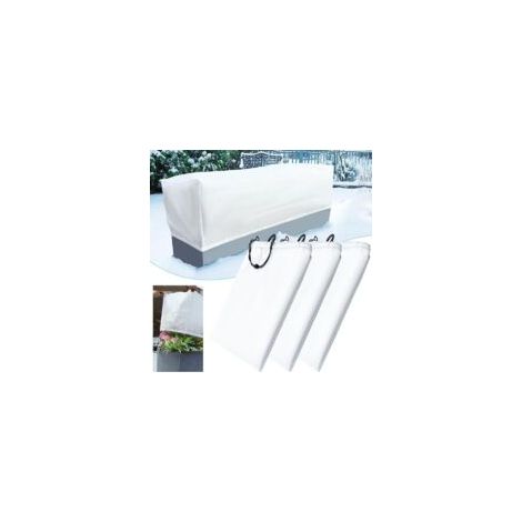 Lot de 3 Housse rectangulaire pour plantes avec cordon, protection hiver contre gel et froid 150x40x45cm