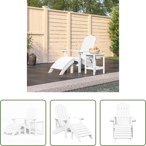 Table de jardin - Chaise de jardin Adirondack repose-pied table PEHD Blanc (1/5)
