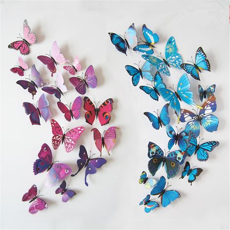 Lot de 12 stickers muraux papillons 3D stéréoscopiques pour la décoration du salon (1/5)