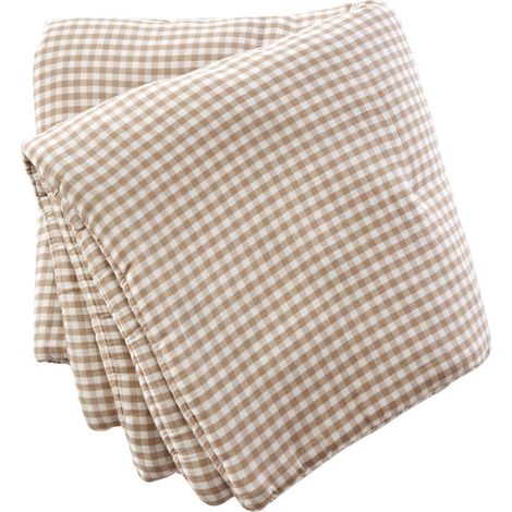 Chemin de lit 90x200cm gaze de coton vichy ficelle - JOEL (1/4)