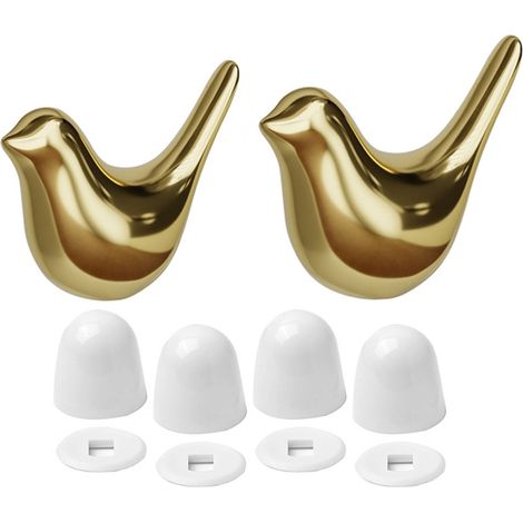 Cache-vis décoratif oiseau doré pour WC, en céramique ABS, pour salle de bain de camping-car (1/5)