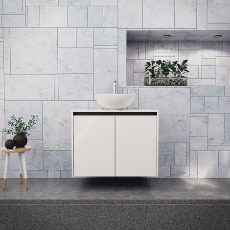 Inda - Mobile bagno L.80 con lavabo in appoggio / Bianco lucido 2