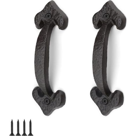 Poignée de Porte en Fonte, 2 Pièces Poignée Porte Coulissante, Poignee de Meuble Cuisine, Longueur 17CM, Convient pour l'Intérieur et l'Extérieur Poignée de Porte (1/4)
