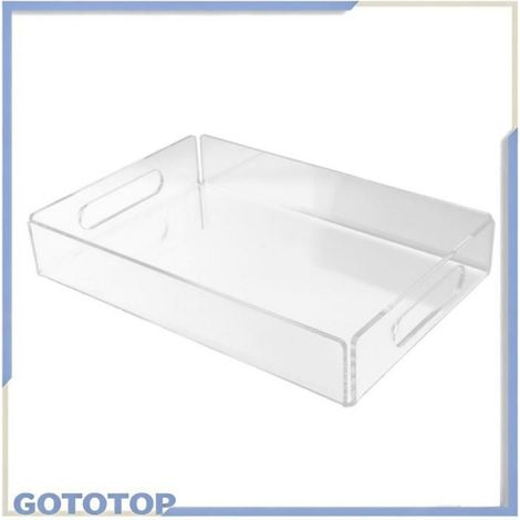 Plateau acrylique transparent Plateau en Acrylique, Plateau de Service Léger avec Ctés Hauts et Coins culinaires plat (1/5)