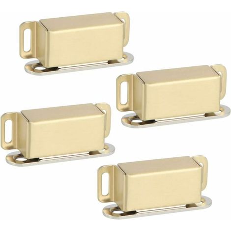 Aimant Porte Placard Loquet Magnétique pour Tirtoirs ou Armoires Fermeture de Porte, Finition Dorée en Acier Inoxydable, 4 Pcs, ECAT001G-4P-FR (1/5)
