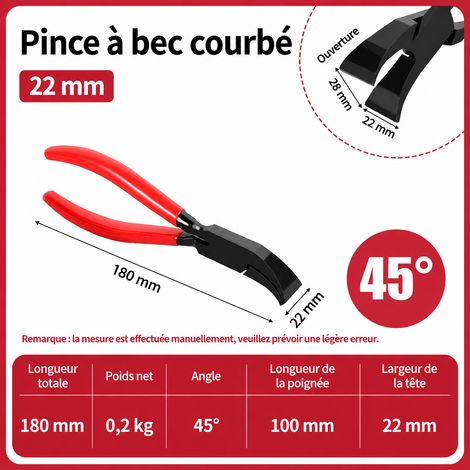 Pince à border et plier la tôle 22 mm coudée 45° poignée rouge 22mm 45 200 160 30 × 7 × 7 cm 650 g – Livraison gratuite
