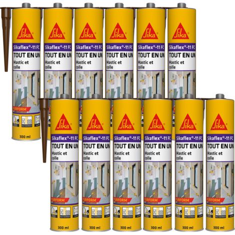 Lot de 12 mastics colle multi-usages SIKA Sikaflex 11 FC Purform - Marron - 300 ml