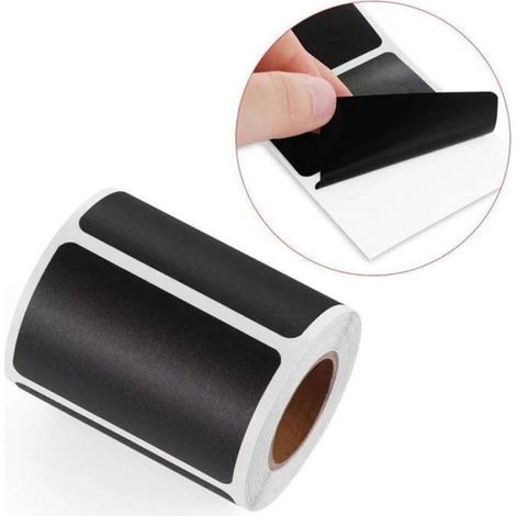 Etiquettes Ardoise - 600 Pièces - 5,5 x 3,5 Cm - Réutilisables - Adhésif Sans Résidu - Pour Congélateur Eau Huile - Noir (1/5)