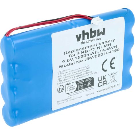 vhbw Batterie compatible avec Yaesu FT-817, FT-817ND, FT817 radio talkie-walkie (1500mAh, 9,6V, NiMH)