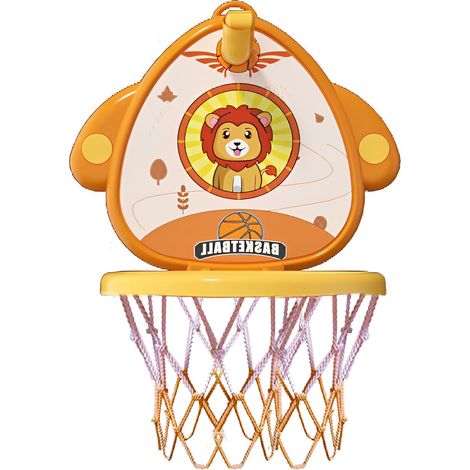 Panier de basket enfant mural réglable en hauteur, kit de but de basket intérieur avec ballon et pompe, support de basket orange pour jeu d'enfant (1/5)