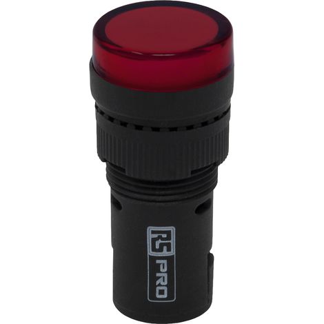 Rs Pro – Voyant lumineux LED rouge 230V c.a. – Ø découpe 16mm – Montage panneau – Indice de protection IP40 – Pour signalisation d'état (1/4)