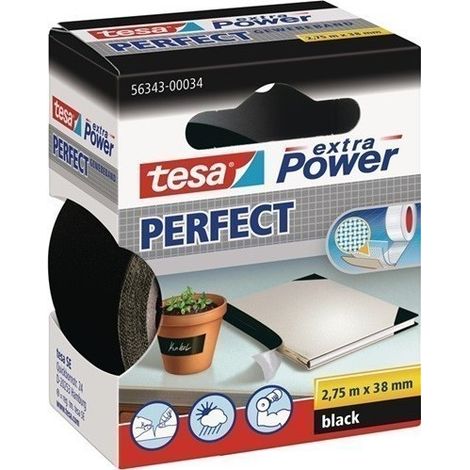 Tesa Extra Power 56343 Cinta Adhesiva de Tela Negra