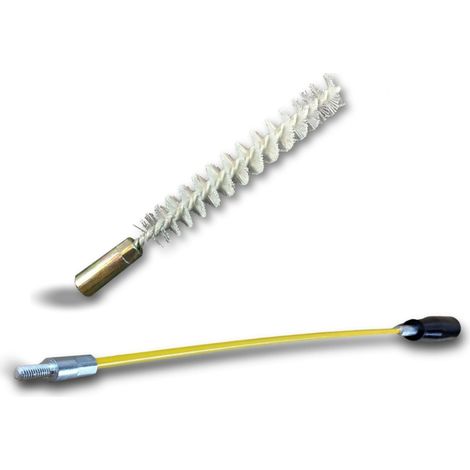Ecouvillon NYLON Condenseur Lot de 10 avec 1 tringle flexible 48 cm Ø 12 mm Raccord laiton taraudé M6 femelle Torsade en acier galvanisé Brosse nettoyage Kibros 4TCN12Tx10 (1/5)
