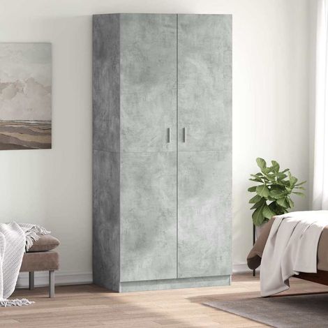Garde-robe Meuble de Rangement - Style Contemporain Gris béton 90x52x200 cm Aggloméré BV109053 - BonneVie (1/5)