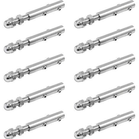 Cable Tensioner, 10PCS Stainless Steel Cable Clamp 6mm Cable Tension Kit With Threaded Pins Adjustable Tension Tip For Stainless Steel Railing (1/5)