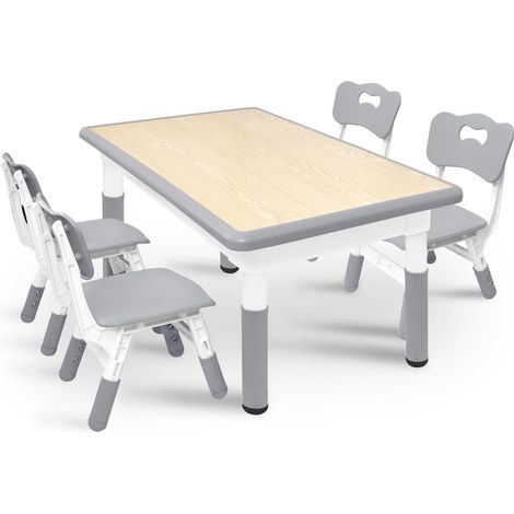 Naizy – Table enfant 120x60cm – 4 chaises réglables en hauteur – Matériaux HDPE et ABS – Capacité 100 kg – Pour garçons et filles à partir de 2 ans