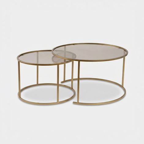 Tavolino da caffè, tavolo da soggiorno, tavolino laterale Set Gold Bronzo (1/5)