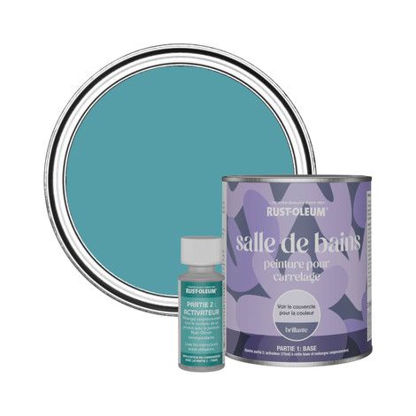 Peinture pour Carrelage de Salle de Bain, Finition Brillante - Pétrole 750ml (1/2)