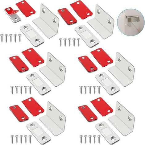 royaluxe - Lot de 6 loquets magnétiques en forme de L pour porte de placard, aimants ultra fins en forme de L pour meubles, loquet magnétique