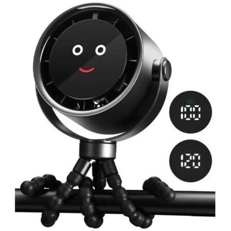 Wiederaufladbarer USB-Tischventilator, 5 Geschwindigkeitsstufen, leiser Betrieb, 180° verstellbar, geeignet für Büro, Schlafzimmer, Zuhause und Reisen (weiß) (1/5)