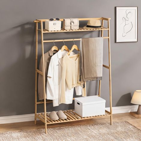 Porte-manteau bois naturel en bambou 114 x 40 x 139 cm (1/5)