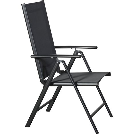 Kelly 1 x chaise de jardin, dossier réglable, 7 positions, noir/gris. (1/5)