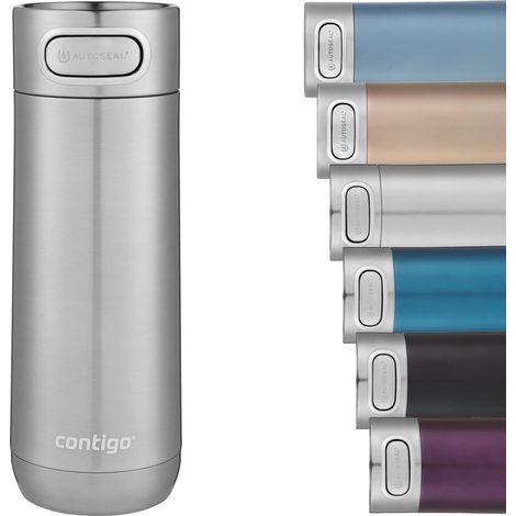 Contigo Luxe Autoseal, tazza termica, thermos acciaio inox, borraccia chiusura sottovuoto, bicchiere chiusura ermetica, lavastoviglie, tazza caffè con coperchio pulizia facile senza BPA Stainless Stee (1/5)