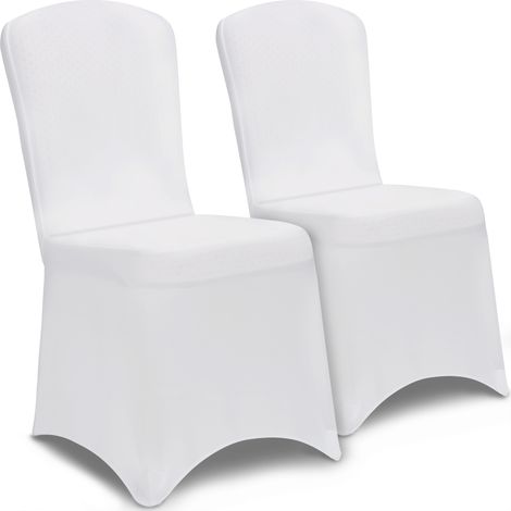 DETEX® Stuhlhussen 2er Pack Stretch Stuhlbezüge Stuhl Hussen Bezug Überwurf Set Hochzeit Party Weihnachten weiß (1/5)