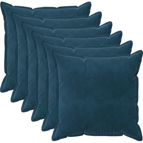 Kissenbezug 6 pcs HOUTEN Blau 55 x 55 cm Samt vidaXL