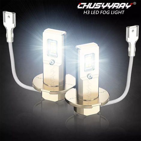2 x Ampoule LED H3, 120 W, 12000 lm, 6000 K, pour feux antibrouillard et feux de jour (DRL), installation sans modification (1/5)