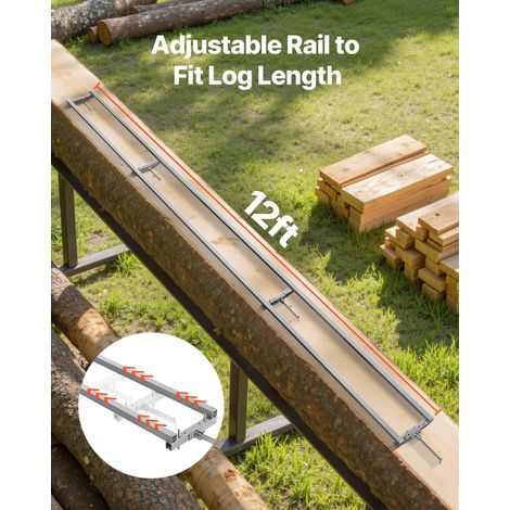 Rail de Guidage pour Scierie Mobile Portative, Portée de Coupe 3,66 m, Guide à Rail Réglable Aluminium pour Tronçonneuse, avec 4 Ba… (1/5)