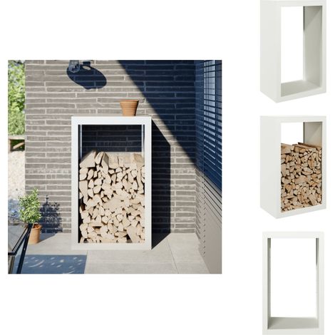 Portant de bois de chauffage blanc 60x40x100 cm acier - Support De Bois De Chauffage - Supports De Bois De Chauffage - Magasin De Bûches - Stockage De Bûches (1/5)