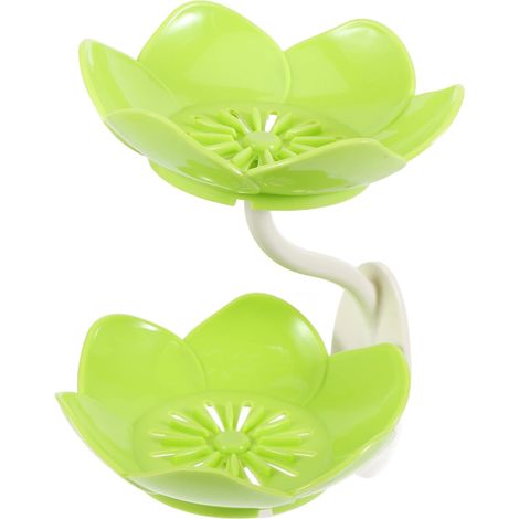 Flower Shaped Plastic Wall Mounted Soap Dish Double Layer