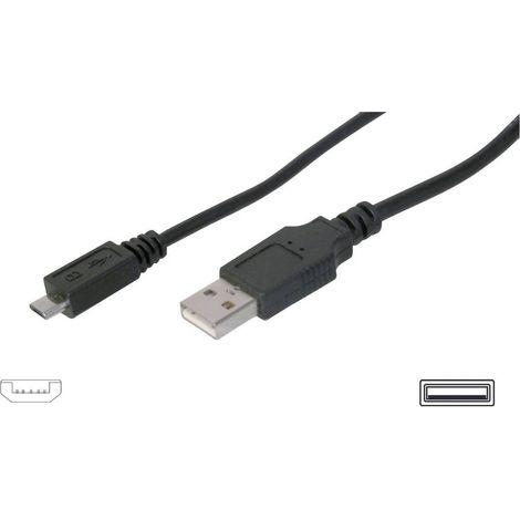 Digitus Câble USB USB 2.0 USB-A mâle, USB-Micro-B mâle 1.80 m noir AK-300110-018-S (1/2)